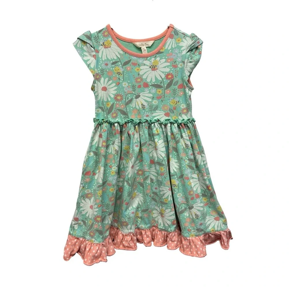 MATILDA JANE Girl's Size 6 Flowers & Bees 'BLISSFUL BEES'‎ Dress Cotton Blend